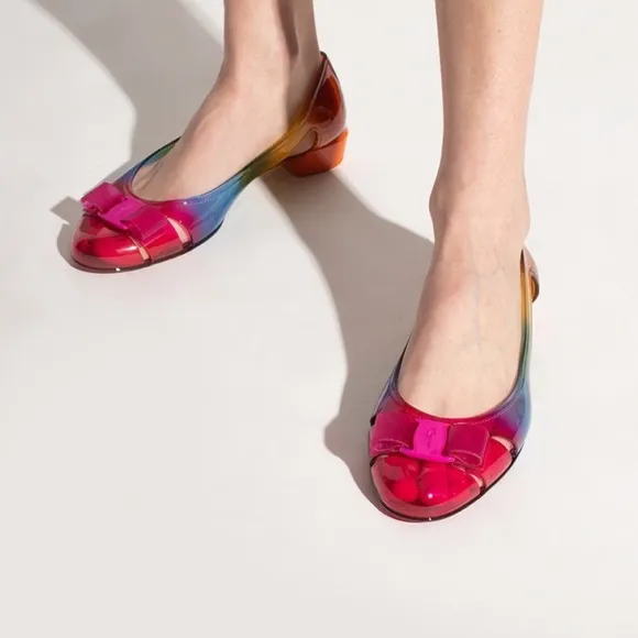 Salvatore Ferragamo Vara Rainbow Jelly Flats