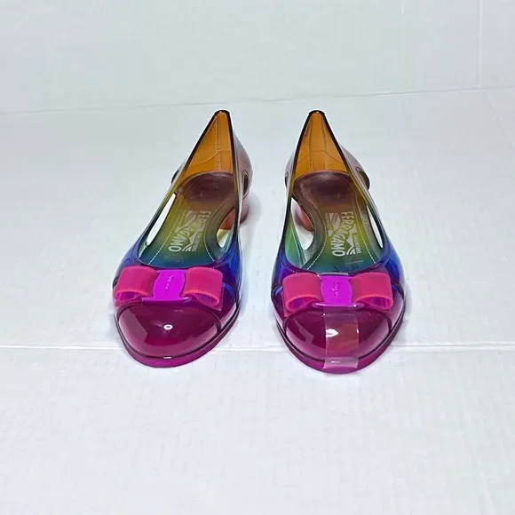 Salvatore Ferragamo Vara Rainbow Jelly Flats