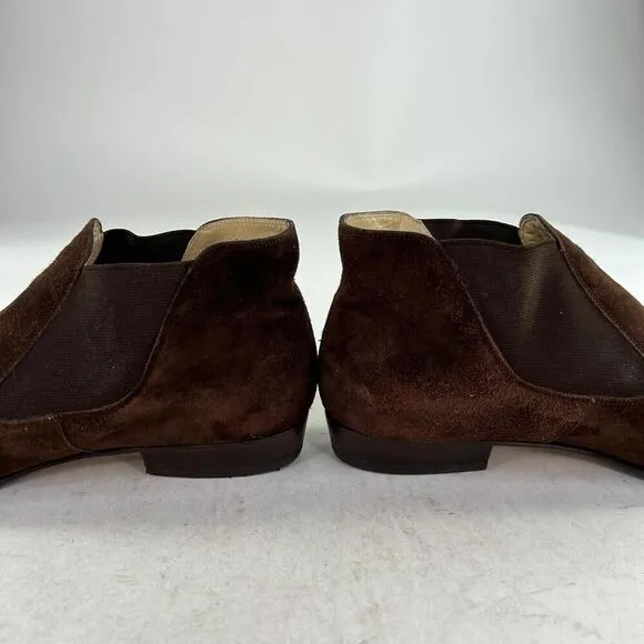 Salvatore Ferragamo Womens Espresso Brown Suede Boots US 7 AA Ankle Chelsea Boot
