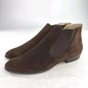 Salvatore Ferragamo Womens Espresso Brown Suede Boots US 7 AA Ankle Chelsea Boot