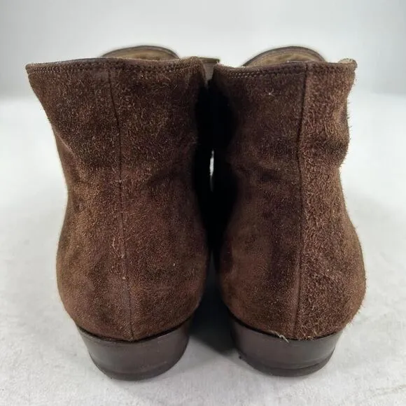 Salvatore Ferragamo Womens Espresso Brown Suede Boots US 7 AA Ankle Chelsea Boot