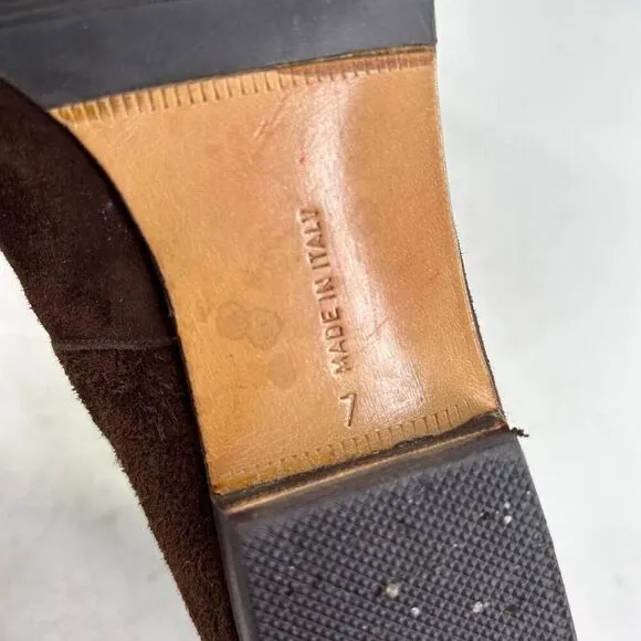 Salvatore Ferragamo Womens Espresso Brown Suede Boots US 7 AA Ankle Chelsea Boot