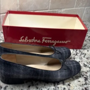 Salvatore Ferragamo Women's Gray Plaid Shoes
