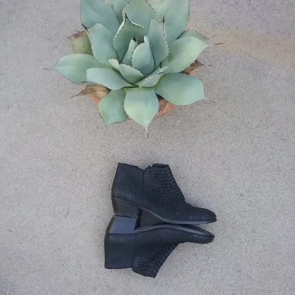 Sam Edelman Black Snake Embossed Petty Booties Size 6
