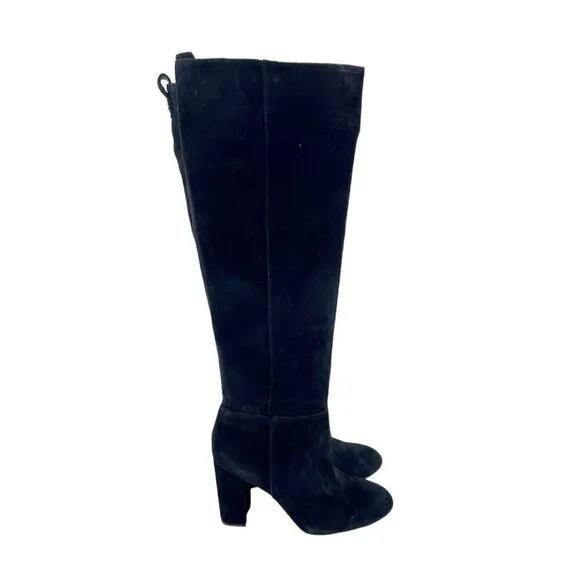Sam Edelman Black Suede Leather Knee-High Tall Boots Pull On Sz 6 New $225