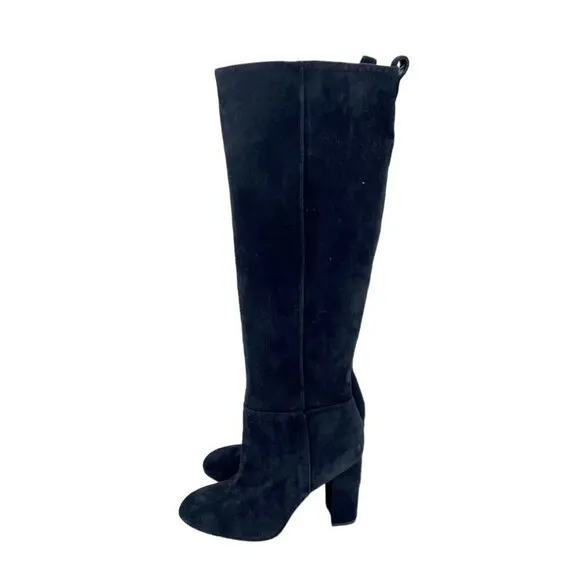 Sam Edelman Black Suede Leather Knee-High Tall Boots Pull On Sz 6 New $225