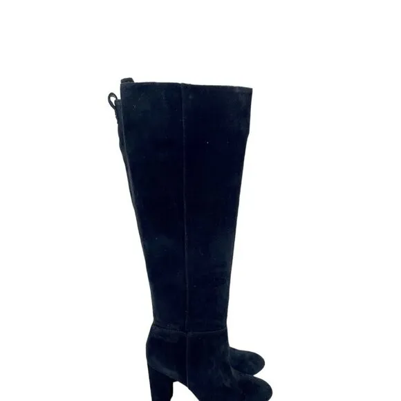 Sam Edelman Black Suede Leather Knee-High Tall Boots Pull On Sz 6 New $225