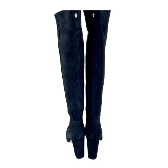 Sam Edelman Black Suede Leather Knee-High Tall Boots Pull On Sz 6 New $225