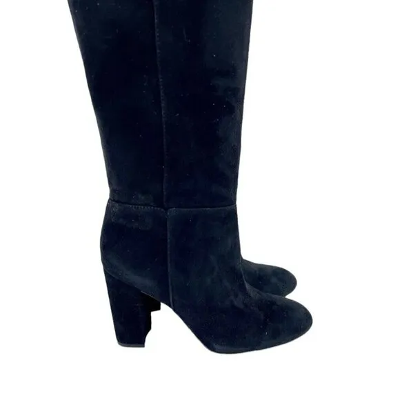 Sam Edelman Black Suede Leather Knee-High Tall Boots Pull On Sz 6 New $225