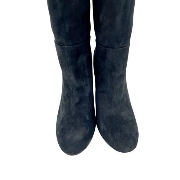 Sam Edelman Black Suede Leather Knee-High Tall Boots Pull On Sz 6.5 New