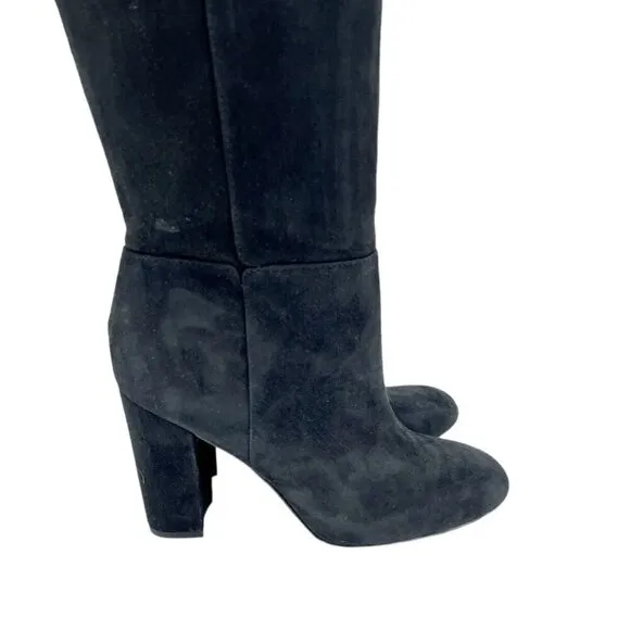 Sam Edelman Black Suede Leather Knee-High Tall Boots Pull On Sz 6.5 New