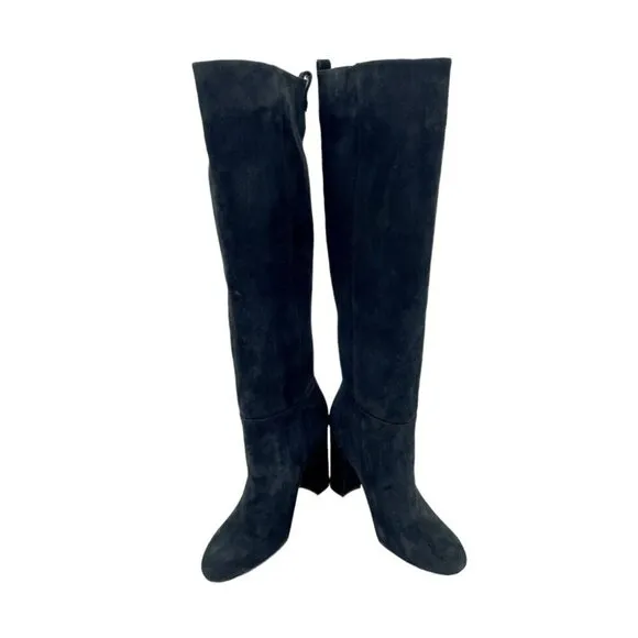 Sam Edelman Black Suede Leather Knee-High Tall Boots Pull On Sz 6.5 New