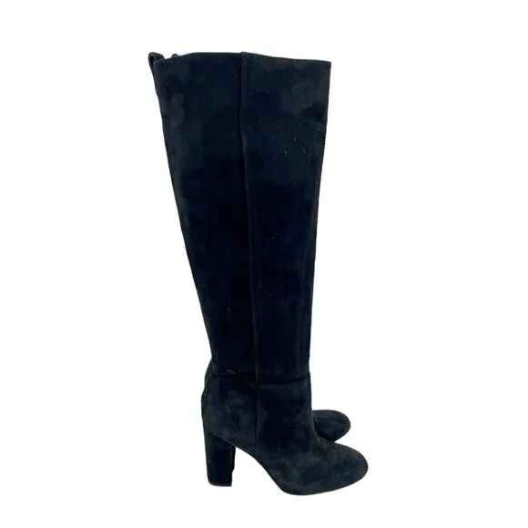 Sam Edelman Black Suede Leather Knee-High Tall Boots Pull On Sz 6.5 New
