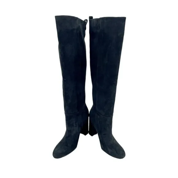 Sam Edelman Black Suede Leather Knee-High Tall Boots Pull On Sz 6.5 New