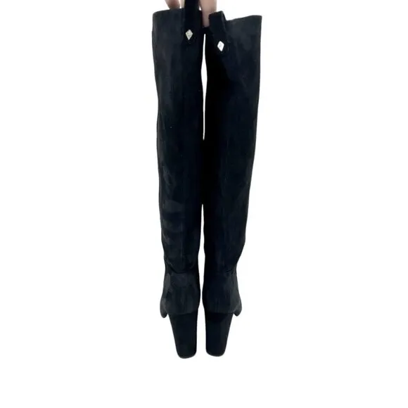 Sam Edelman Black Suede Leather Knee-High Tall Boots Pull On Sz 6.5 New