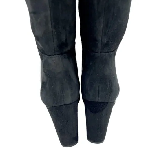 Sam Edelman Black Suede Leather Knee-High Tall Boots Pull On Sz 6.5 New