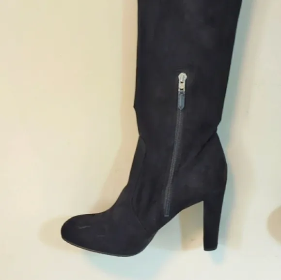 Sam Edelman Kent Black heeled Over the Knee faux suede Boots size 10