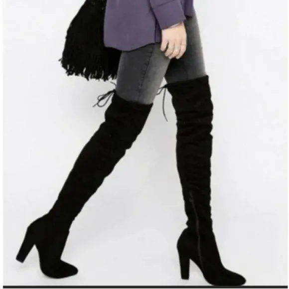 Sam Edelman Kent Black heeled Over the Knee faux suede Boots size 10