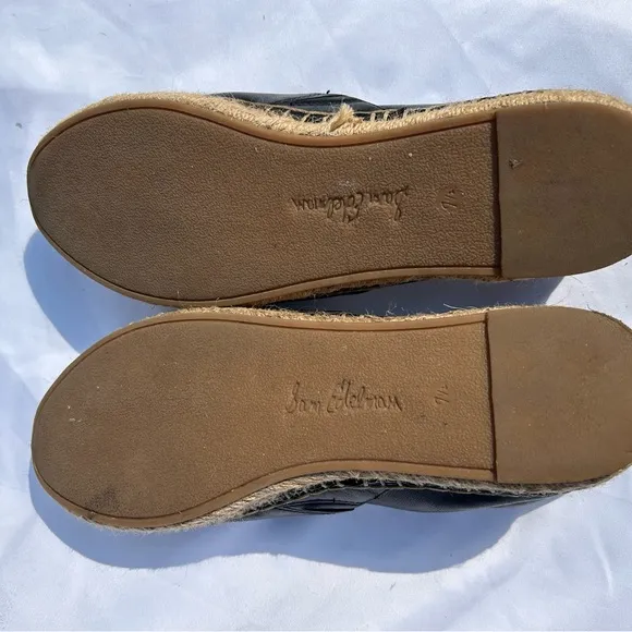 Sam Edelman Kesia size 7.5 black leather slip on espadrille shoes