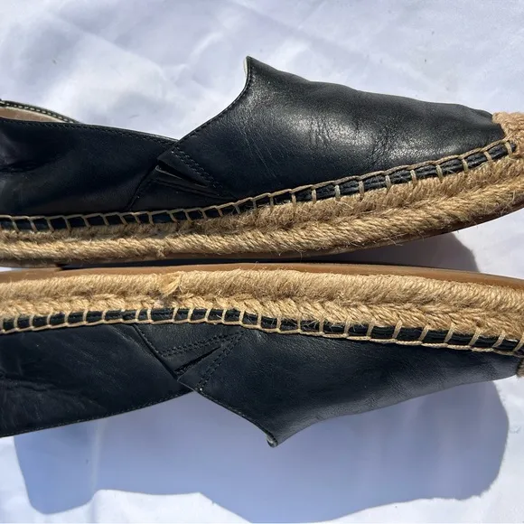 Sam Edelman Kesia size 7.5 black leather slip on espadrille shoes