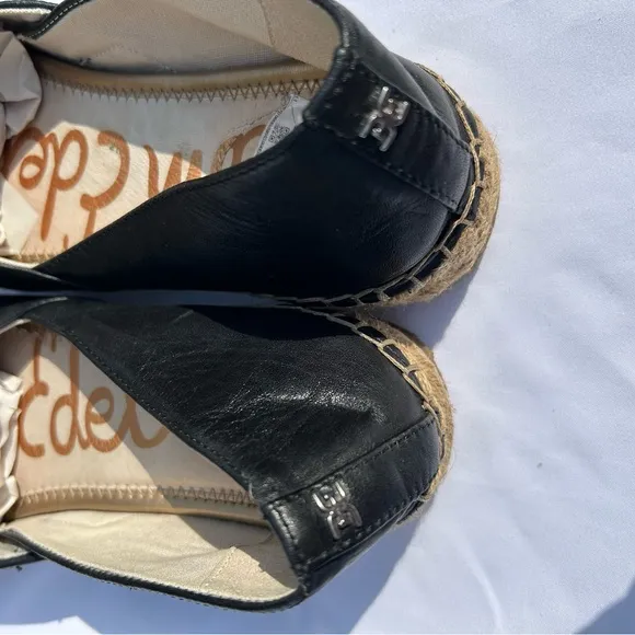 Sam Edelman Kesia size 7.5 black leather slip on espadrille shoes