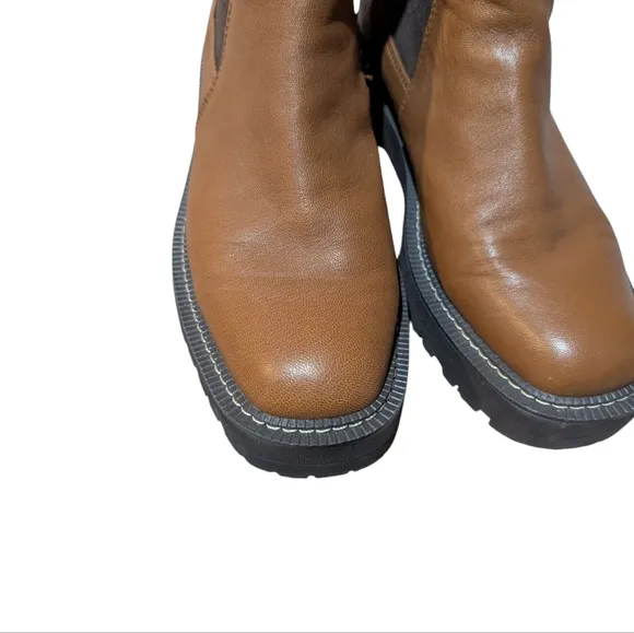 Sam Edelman Laguna Lug Sole Chelsea Boots Cognac Chestnut 7.5