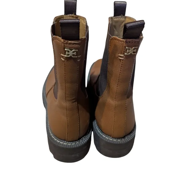 Sam Edelman Laguna Lug Sole Chelsea Boots Cognac Chestnut 7.5