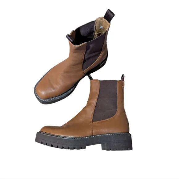 Sam Edelman Laguna Lug Sole Chelsea Boots Cognac Chestnut 7.5