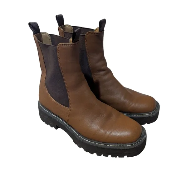 Sam Edelman Laguna Lug Sole Chelsea Boots Cognac Chestnut 7.5