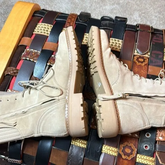 SAM EDELMAN • Lex Suede Boots in Sesame size 9