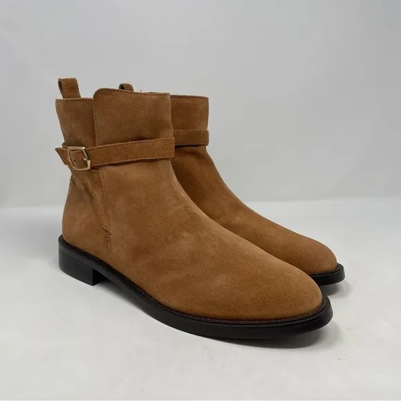 Sam Edelman Nolynn Buckle Zipper Ankle Boots in Saddle Suede - NWT