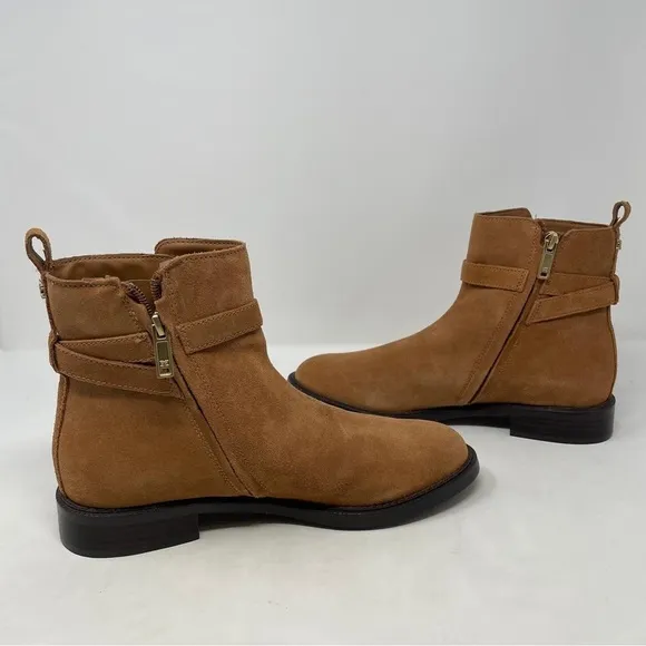 Sam Edelman Nolynn Buckle Zipper Ankle Boots in Saddle Suede - NWT