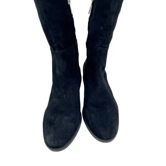 Sam Edelman Pam Black Suede Leather Over the Knee Black Boots Sz 8.5 New