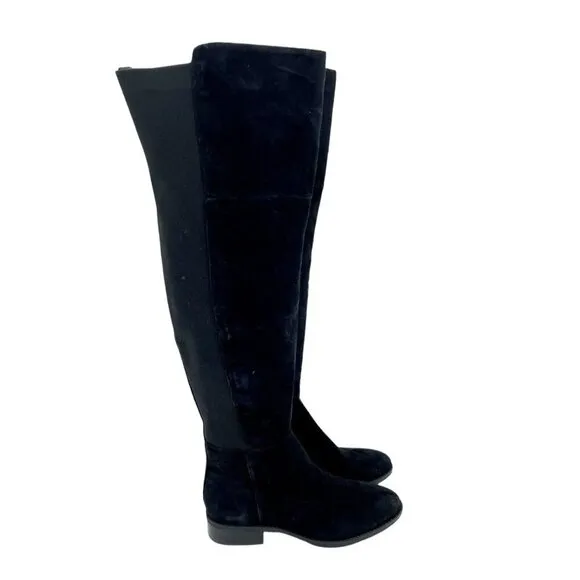 Sam Edelman Pam Black Suede Leather Over the Knee Black Boots Sz 8.5 New