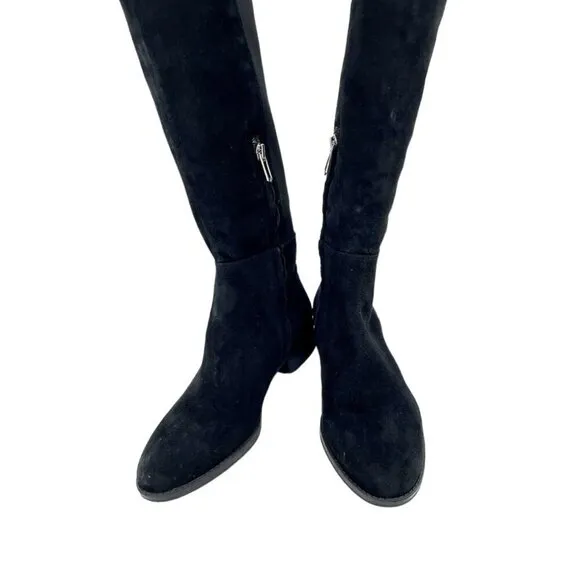 Sam Edelman Pam Black Suede Leather Over the Knee Black Boots Sz 8.5 New