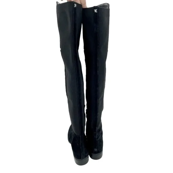 Sam Edelman Pam Black Suede Leather Over the Knee Black Boots Sz 8.5 New