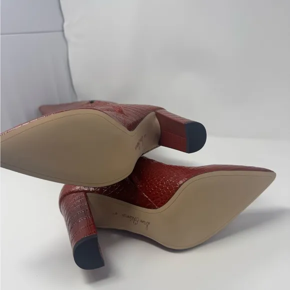 Sam Edelman Red Over the Knee Boots with Croc-Embossed Texture