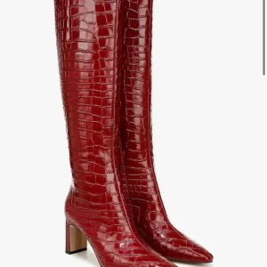 Sam Edelman Red Over the Knee Boots with Croc-Embossed Texture