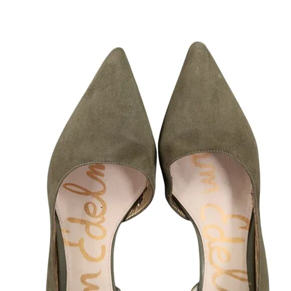 Sam Edelman Shoes Womens 11 Pumps Dorsay Heels Pointed Toe Suede Green Fashion