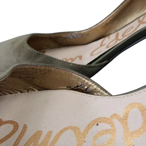 Sam Edelman Shoes Womens 11 Pumps Dorsay Heels Pointed Toe Suede Green Fashion