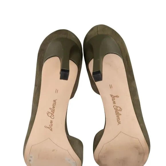 Sam Edelman Shoes Womens 11 Pumps Dorsay Heels Pointed Toe Suede Green Fashion