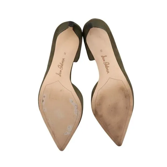 Sam Edelman Shoes Womens 11 Pumps Dorsay Heels Pointed Toe Suede Green Fashion