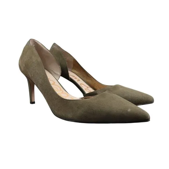 Sam Edelman Shoes Womens 11 Pumps Dorsay Heels Pointed Toe Suede Green Fashion