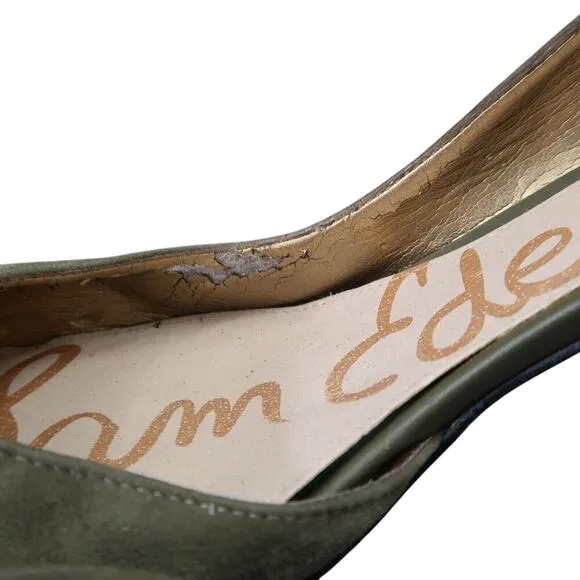 Sam Edelman Shoes Womens 11 Pumps Dorsay Heels Pointed Toe Suede Green Fashion