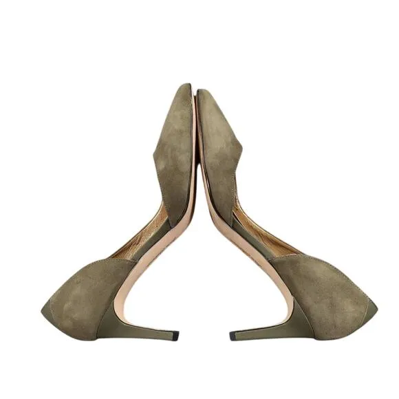 Sam Edelman Shoes Womens 11 Pumps Dorsay Heels Pointed Toe Suede Green Fashion