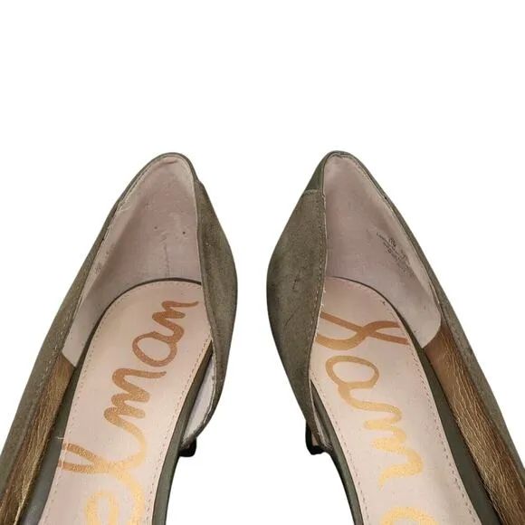 Sam Edelman Shoes Womens 11 Pumps Dorsay Heels Pointed Toe Suede Green Fashion