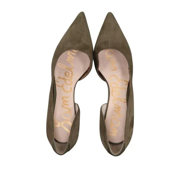 Sam Edelman Shoes Womens 11 Pumps Dorsay Heels Pointed Toe Suede Green Fashion