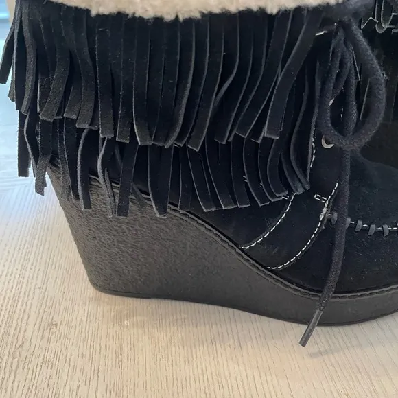 Sam Edelman Suede Leather Wedge‎ Boots beaded Sz 9 Perfect Condition!