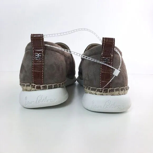 Sam Edelman Women 8.5 Kassie Sneakers Brown Low Top Slip On Suede Espadrille NEW