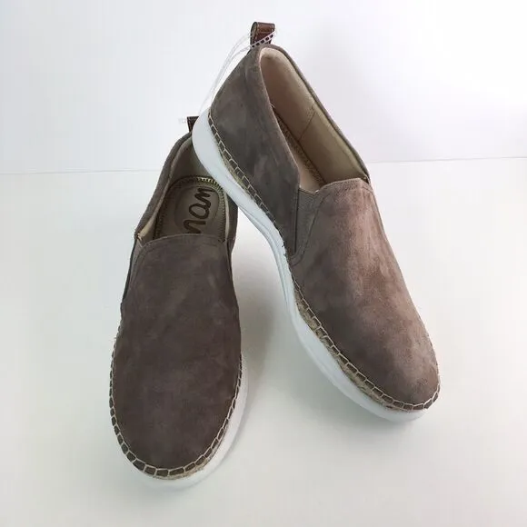 Sam Edelman Women 8.5 Kassie Sneakers Brown Low Top Slip On Suede Espadrille NEW